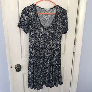 Blue floral fit and flare dress